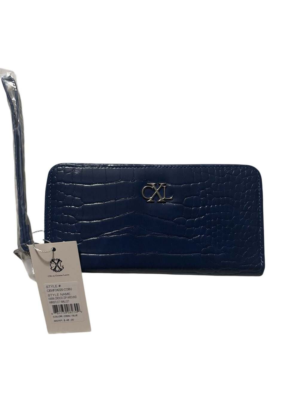 CXL by Christian Lacroix Kara Croco Zip Around Wristlet Wallet Cobalt Blue
